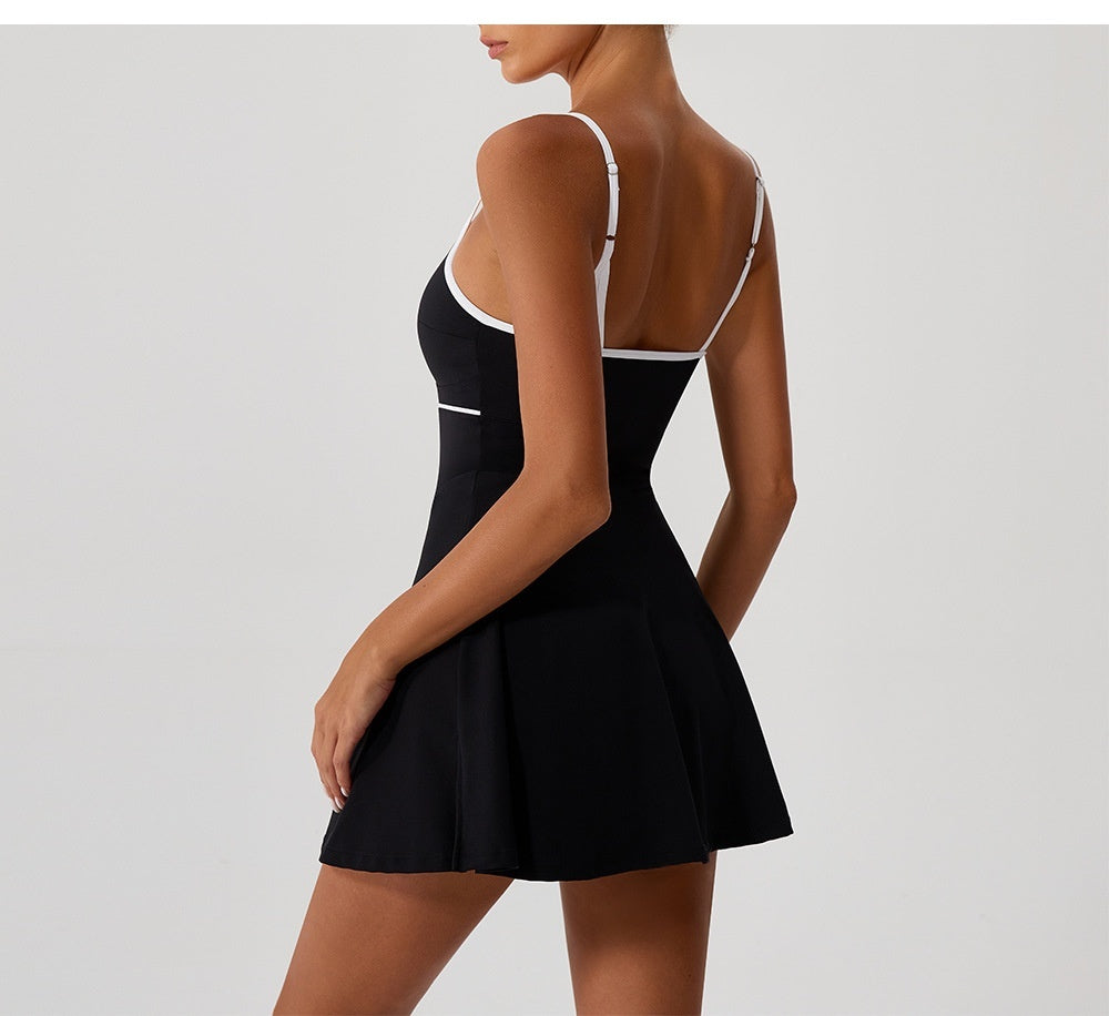 Contrasting-color Dress Intrazone Chest Pad Anti-exposure