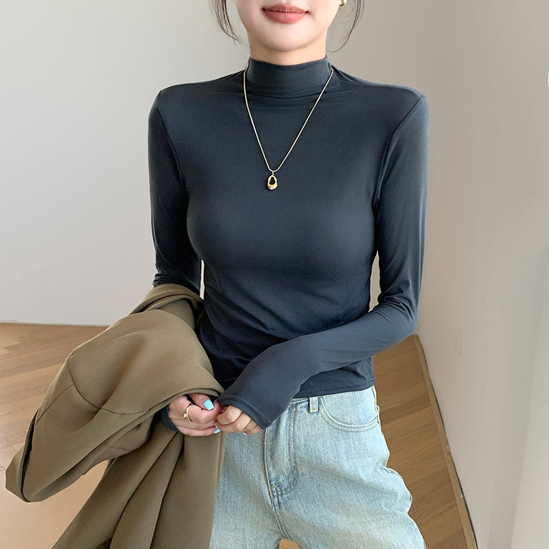 Slim Fit Warm Outer Wear Long-sleeved T-shirt Top